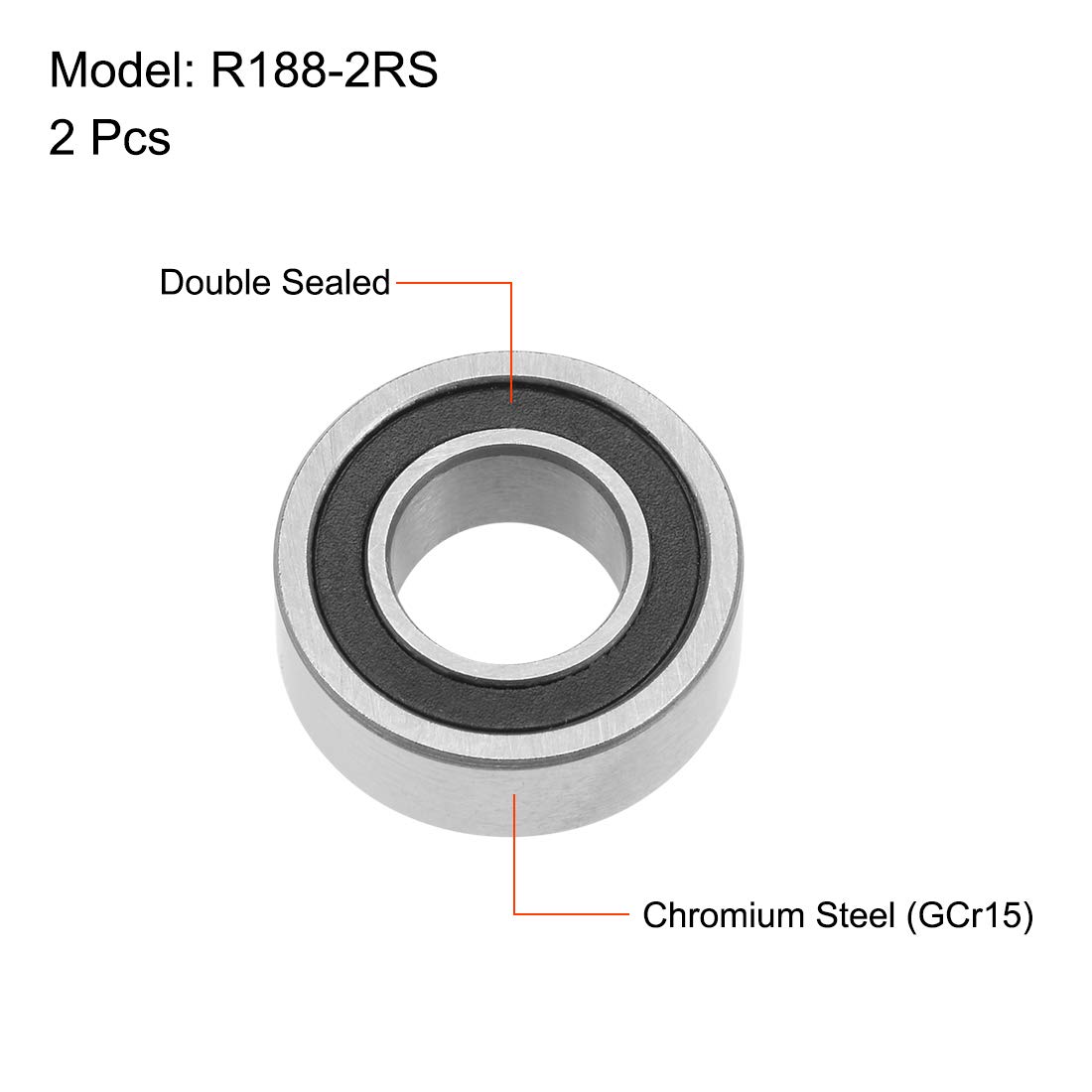 りりページ1.3、1.1、1.2、1.0、0.8 uxcell R188-2RS Deep Groove Ball Bearings 1/4